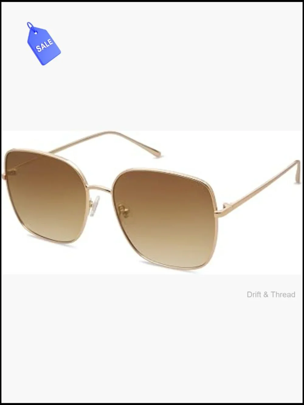 Oversized Square Metal Frame Sunglasses UV400 Protection Retro Big Lens